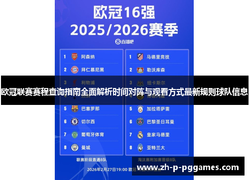 欧冠联赛赛程查询指南全面解析时间对阵与观看方式最新规则球队信息